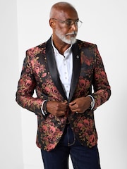 Joe Browns Red Shawl Collar Statement Floral Print Blazer - Image 5 of 7