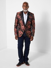 Joe Browns Red Shawl Collar Statement Floral Print Blazer - Image 6 of 7