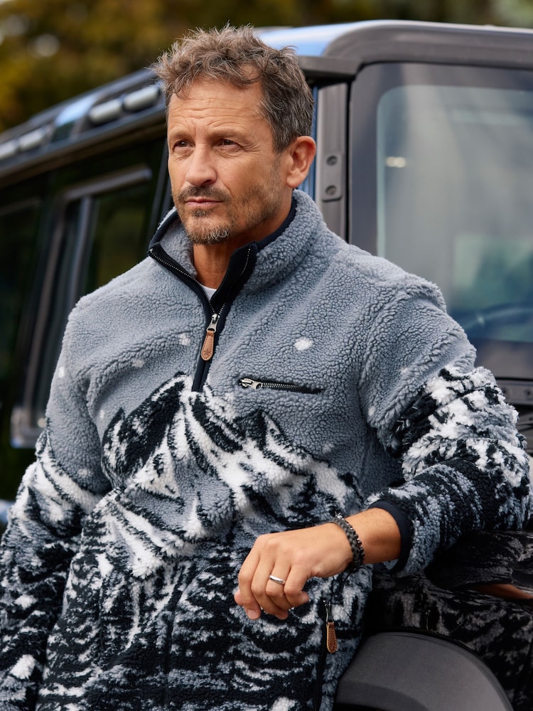 Joe Browns Grey Contrast Trim Borg Fleece - Image 1 of 7 Joe Browns Grey Contrast Trim Borg Fleece - Image 1 of 7