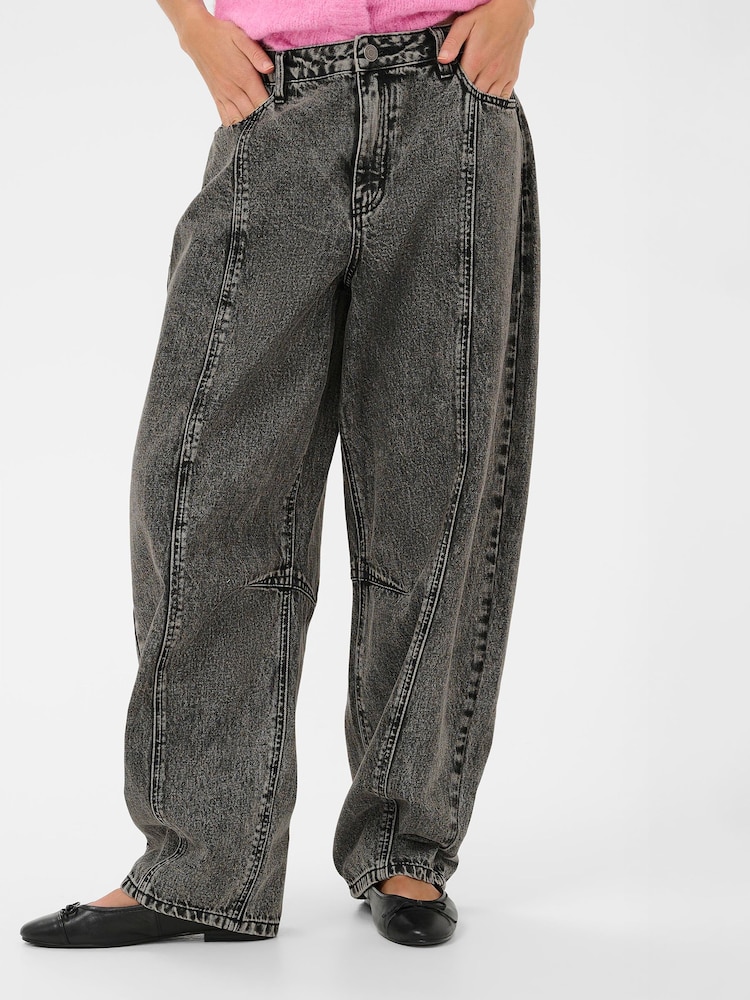 Kaffe Grey KARoss High Waisted Barrel Jeans - Image 1 of 5