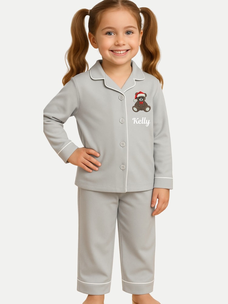 Ruff Cubs Kidswear Grey Classic Teddy Bear Christmas Pyjamas - Image 1 of 3 Ruff Cubs Kidswear Grey Classic Teddy Bear Christmas Pyjamas - Image 1 of 3