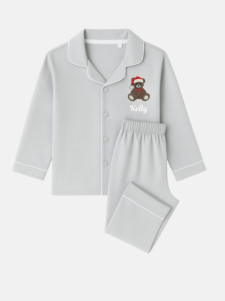 Ruff Cubs Kidswear Grey Classic Teddy Bear Christmas Pyjamas - Image 2 of 3 Ruff Cubs Kidswear Grey Classic Teddy Bear Christmas Pyjamas - Image 2 of 3