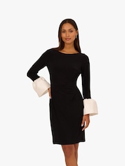 Adrianna Papell Black Short Dress With Cuff Detail - Image 1 of 7