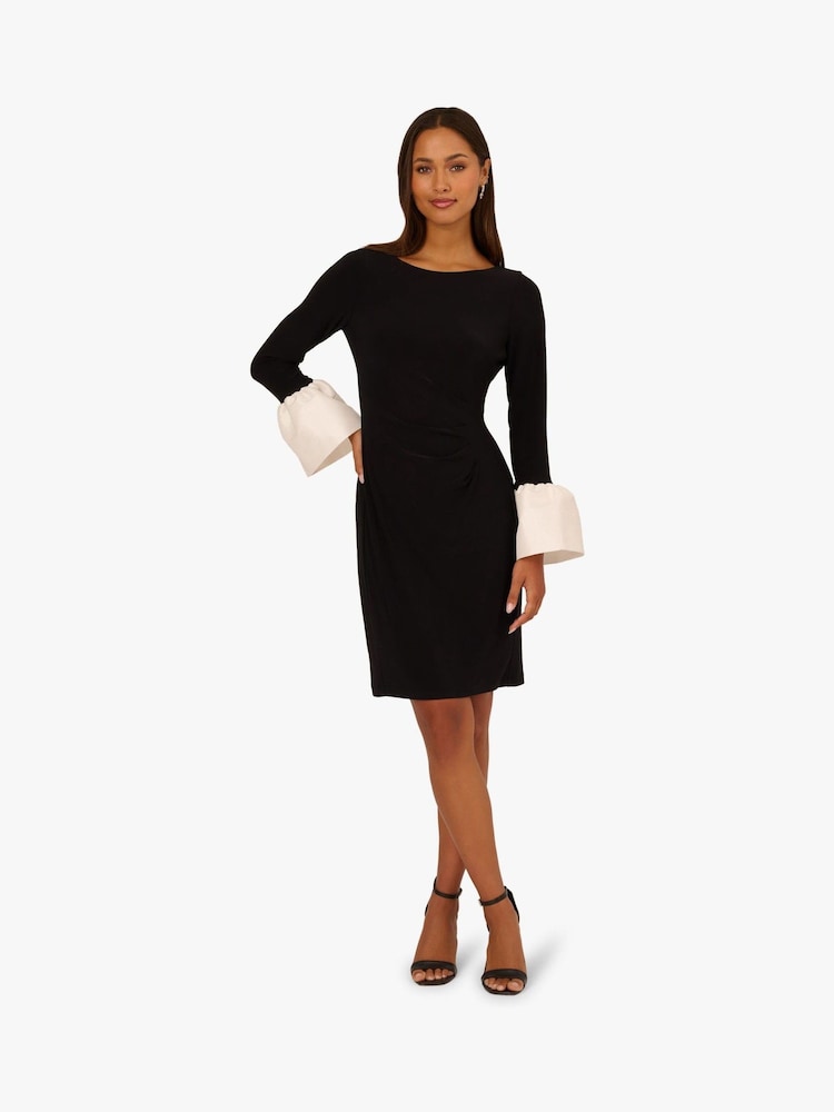 adrianna papell short cocktail dresses Adrianna Papell Women's Short Dress With Cuff Detail, Black, 10
