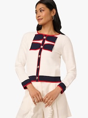 Adrianna Papell White Textured Contrast Double Bow Crop Pullover Sweater - Image 5 of 7