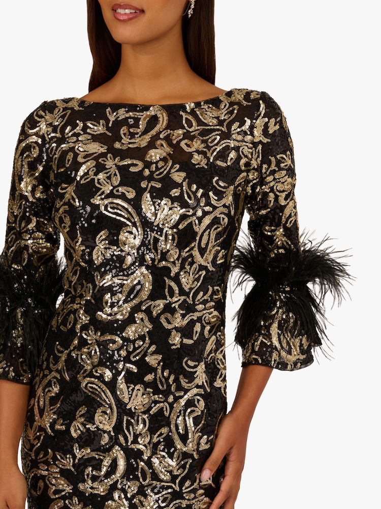 Womens Adrianna Papell Black Sequin Emb Midi Dress US 18 Womens Adrianna Papell Black Sequin Emb Midi Dress US 18