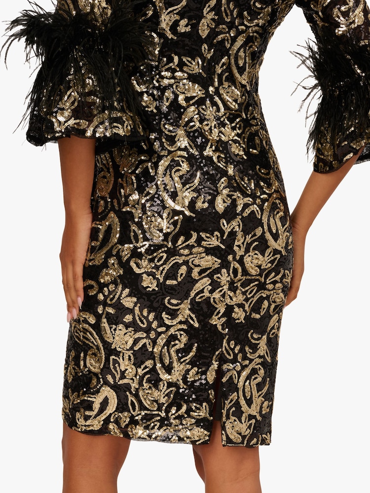 Womens Adrianna Papell Black Sequin Emb Midi Dress US 18 Womens Adrianna Papell Black Sequin Emb Midi Dress US 18