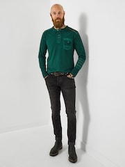 Joe Browns Green Embroidered Stitch & Button Pocket Henley Top - Image 5 of 6