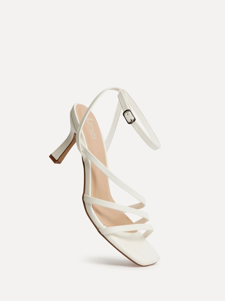 Linzi White Reflect Wide Fit Strappy Heeled Sandals - Image 5 of 5