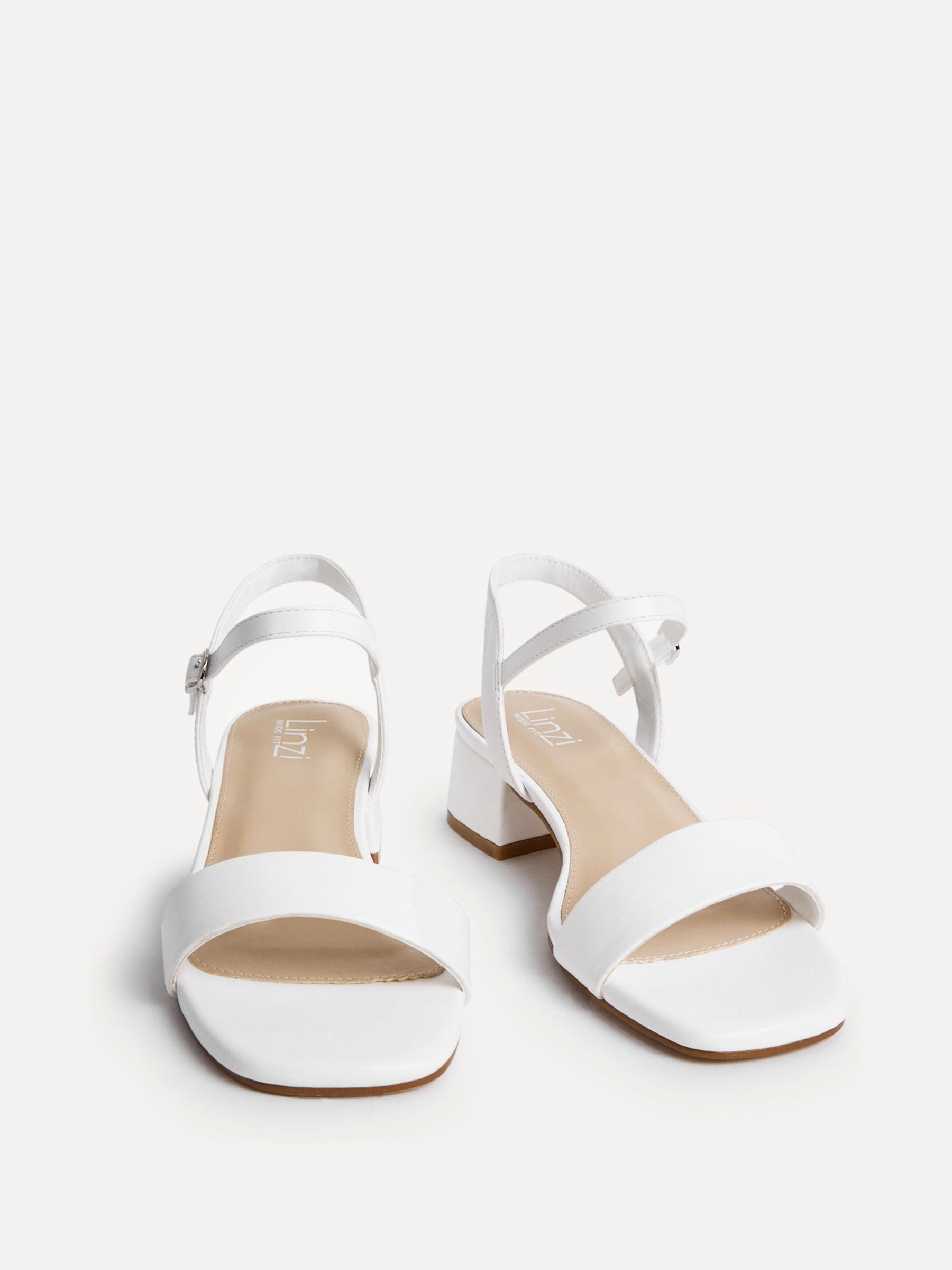 Buy Linzi White Wide Fit Carlie Low Chunky Block Heeled Sandals