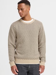 Blend Cream Geometric Crew Neck Knit Jumper - Image 1 of 5