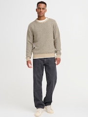 Blend Cream Geometric Crew Neck Knit Jumper - Image 3 of 5