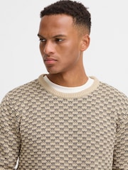 Blend Cream Geometric Crew Neck Knit Jumper - Image 4 of 5
