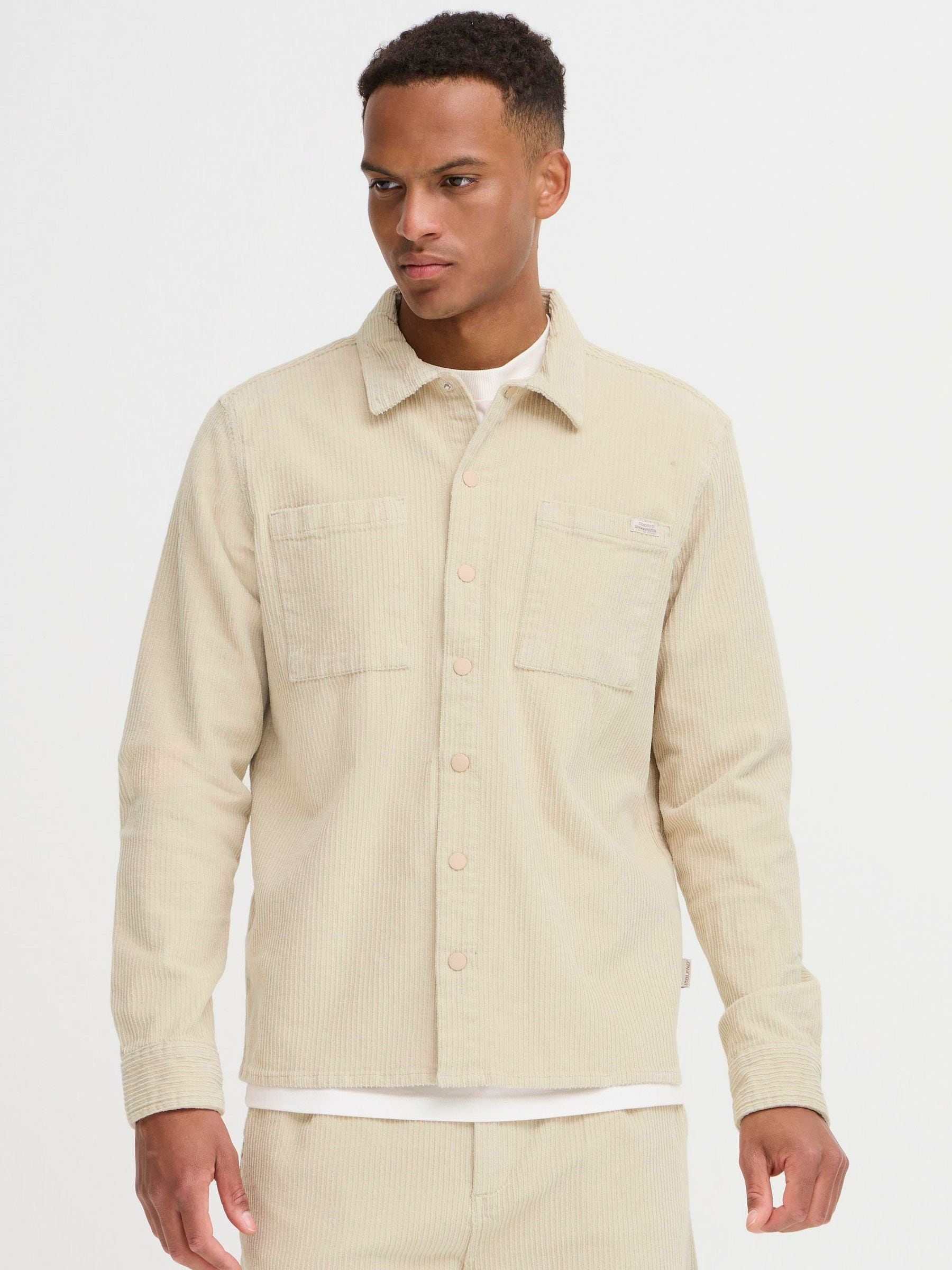 Blend Men's Cream Chunky Cord Overshirt