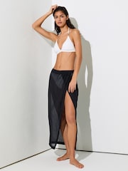 Reiss Navy Rosa Cotton-Blend Gauze Wrap Beach Skirt - Image 1 of 6