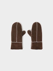 Marrón - Osprey London The Edwina Sheepskin Suede Mitten Gloves - Imagen 3 de 4