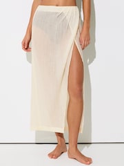 Reiss Neutral Rosa Cotton-Blend Gauze Wrap Beach Skirt - Image 3 of 6
