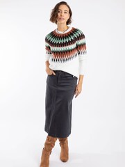 Weird Fish Black Juda Longline Denim Skirt - Image 1 of 7