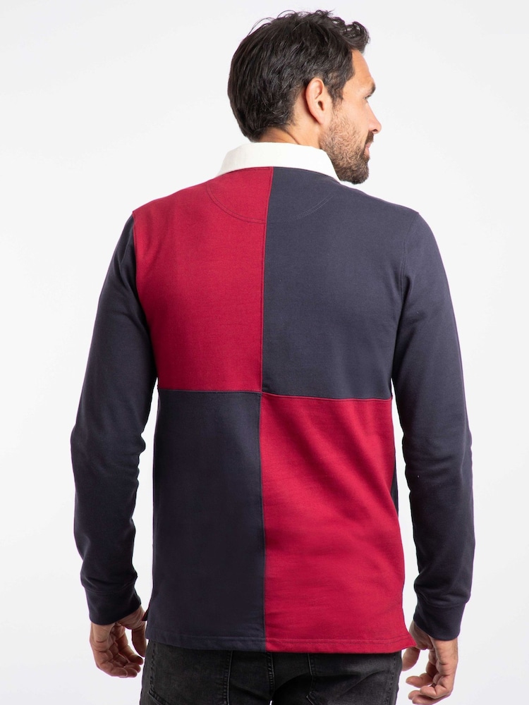 Weird Fish Red Lyon Colourblock Rugby Shirt - Image 2 of 7 Weird Fish Red Lyon Colourblock Rugby Shirt - Image 2 of 7