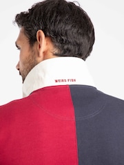 Weird Fish Red Lyon Colourblock Rugby Shirt - Image 5 of 7