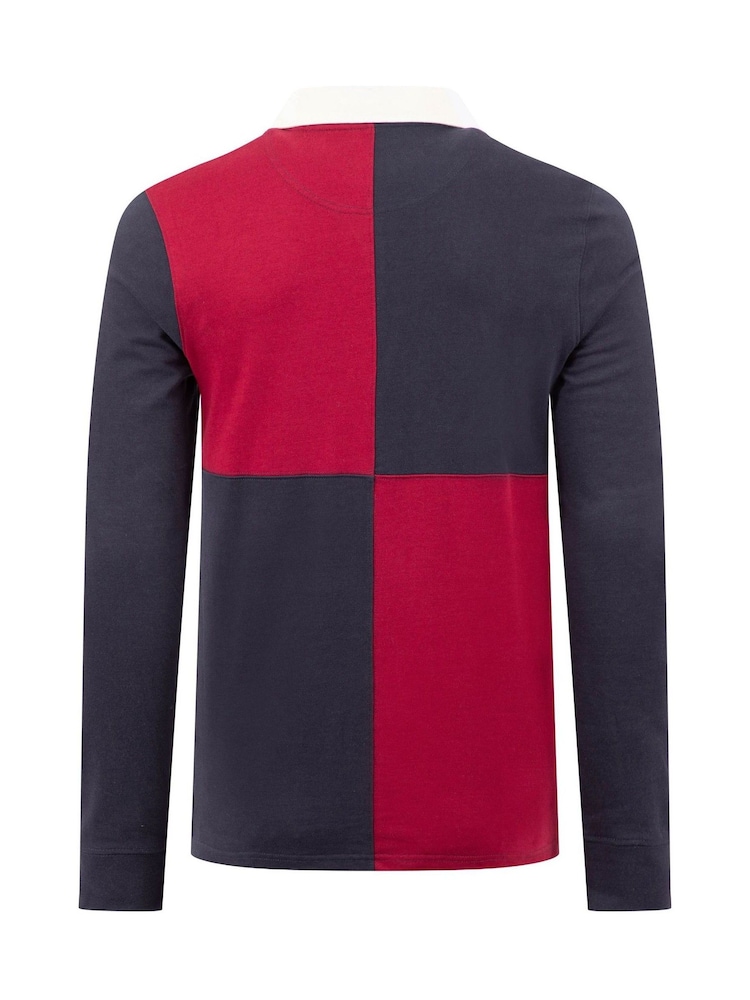 Weird Fish Red Lyon Colourblock Rugby Shirt - Image 7 of 7 Weird Fish Red Lyon Colourblock Rugby Shirt - Image 7 of 7