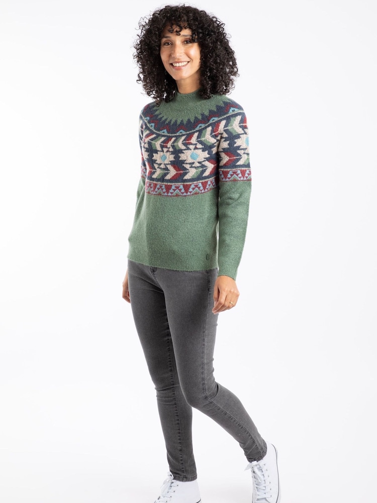 Weird Fish Green Arelia Ikat Knitted Jumper - Image 2 of 6
