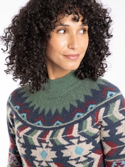 Weird Fish Green Arelia Ikat Knitted Jumper - Image 4 of 6
