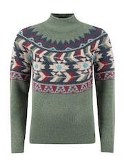 Weird Fish Green Arelia Ikat Knitted Jumper - Image 6 of 6