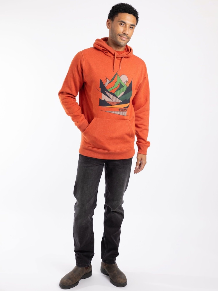 Weird Fish Orange Bryant Front Print Graphic Popover Hoodie - Image 2 of 6 Weird Fish Orange Bryant Front Print Graphic Popover Hoodie - Image 2 of 6