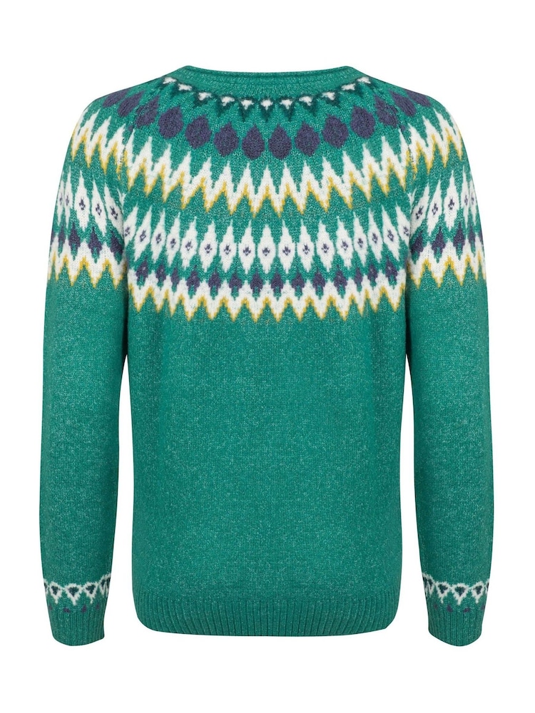 Weird Fish Green Hatty Fairisle Pattern Cardigan - Image 8 of 8 Weird Fish Green Hatty Fairisle Pattern Cardigan - Image 8 of 8