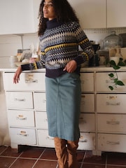 Weird Fish Blue Juda Longline Denim Skirt - Image 1 of 9
