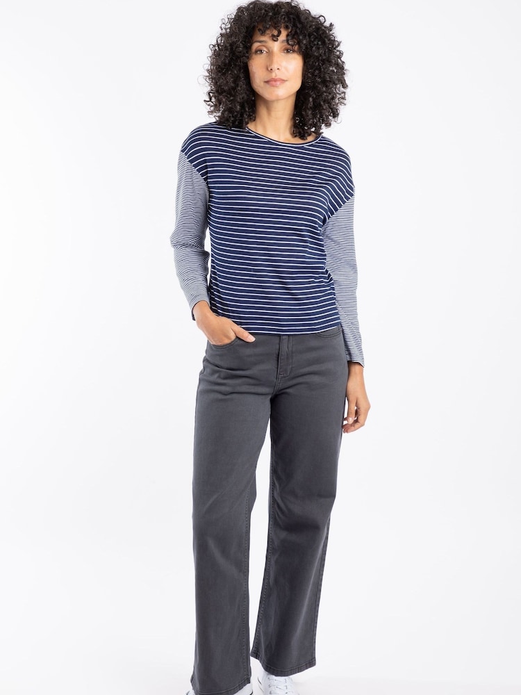 Weird Fish Blue Calfee Striped Long Sleeve T-Shirt - Image 1 of 6 Weird Fish Blue Calfee Striped Long Sleeve T-Shirt - Image 1 of 6