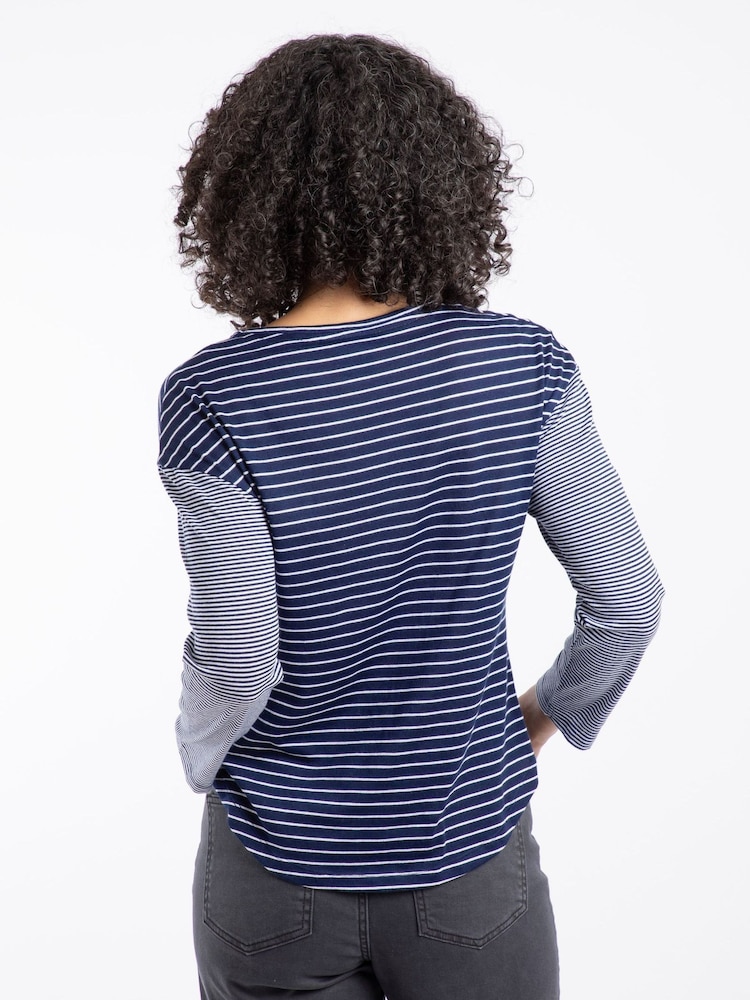 Weird Fish Blue Calfee Striped Long Sleeve T-Shirt - Image 2 of 6 Weird Fish Blue Calfee Striped Long Sleeve T-Shirt - Image 2 of 6