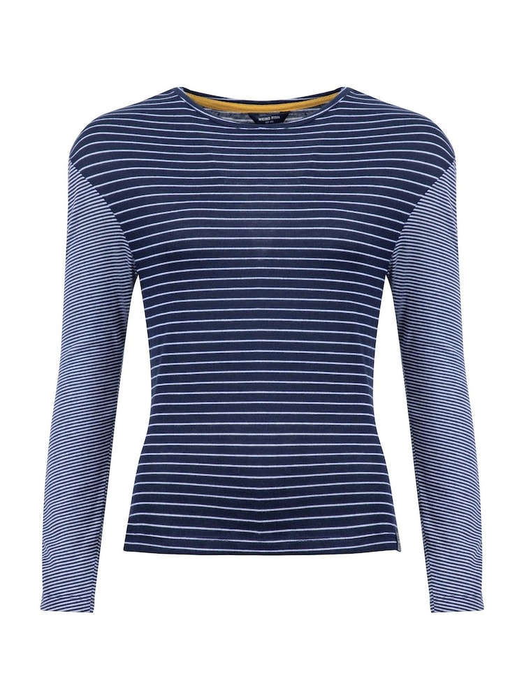 Weird Fish Blue Calfee Striped Long Sleeve T-Shirt - Image 6 of 6 Weird Fish Blue Calfee Striped Long Sleeve T-Shirt - Image 6 of 6