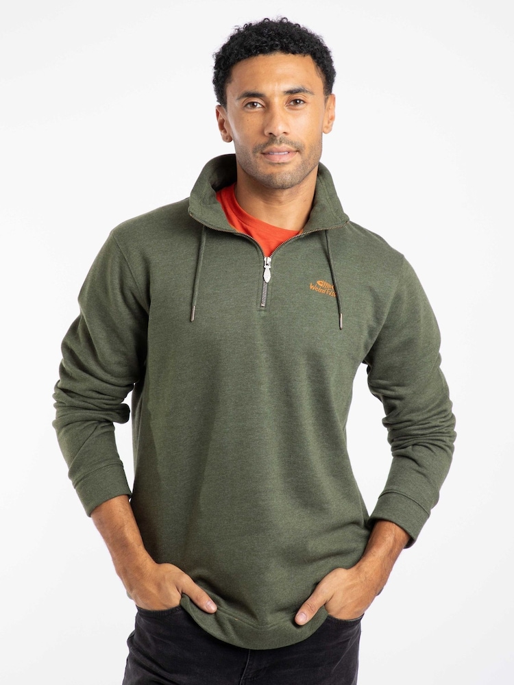 Weird Fish Green Brampton 1/4 Zip Sweatshirt - Image 1 of 7 Weird Fish Green Brampton 1/4 Zip Sweatshirt - Image 1 of 7
