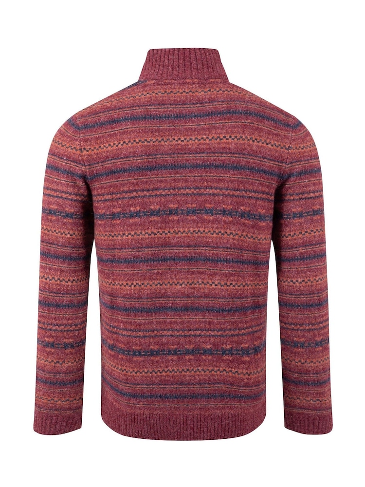 Weird Fish Red Larwill 1/4 Zip Fair Isle Pattern Jumper - Image 7 of 7 Weird Fish Red Larwill 1/4 Zip Fair Isle Pattern Jumper - Image 7 of 7