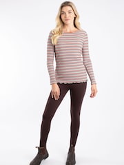 Weird Fish Red Thorne Ribbed Striped Long Sleeve Top - Image 3 of 6