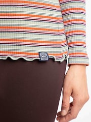 Weird Fish Red Thorne Ribbed Striped Long Sleeve Top - Image 4 of 6