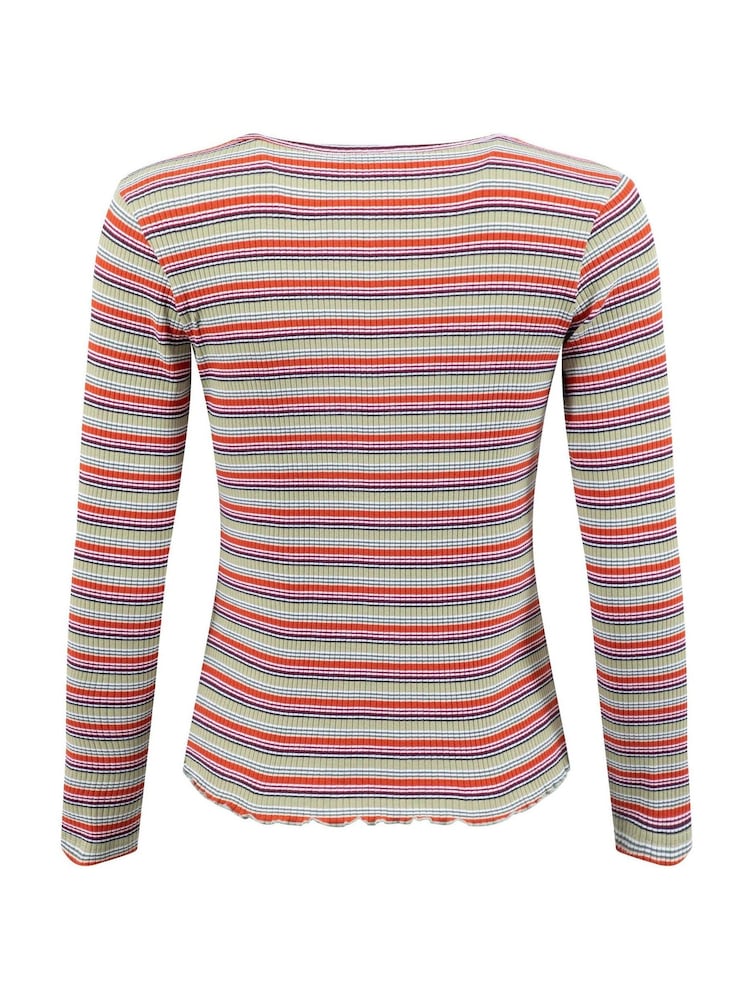 Weird Fish Red Thorne Ribbed Striped Long Sleeve Top - Image 6 of 6 Weird Fish Red Thorne Ribbed Striped Long Sleeve Top - Image 6 of 6
