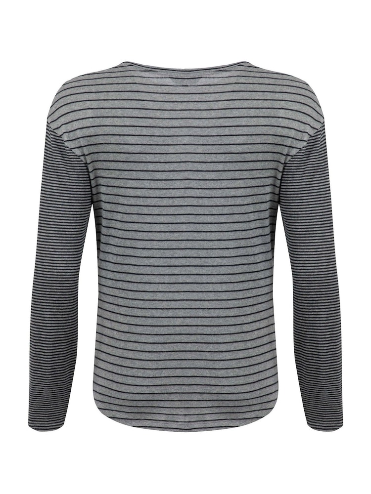Weird Fish Grey Calfee Striped Long Sleeve T-Shirt - Image 7 of 7 Weird Fish Grey Calfee Striped Long Sleeve T-Shirt - Image 7 of 7