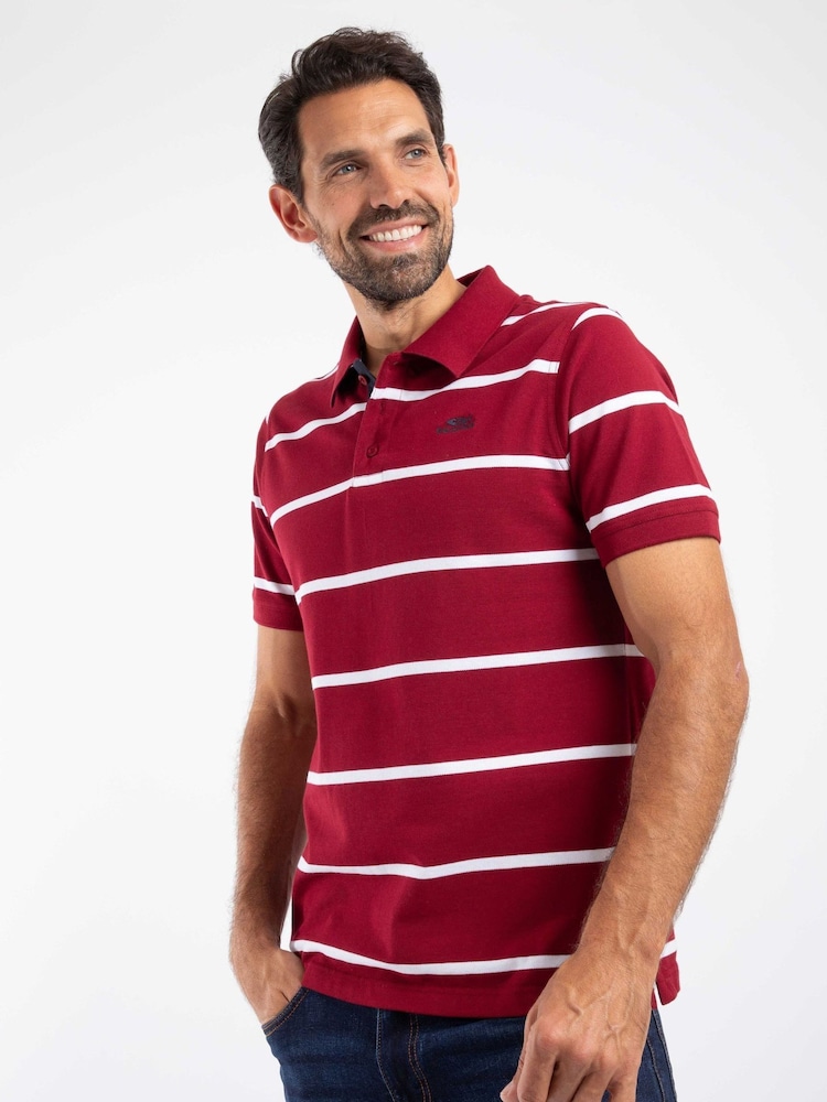 Rojo - Weird Fish Fabian Striped Pique Polo Shirt - Imagen 1 de 8