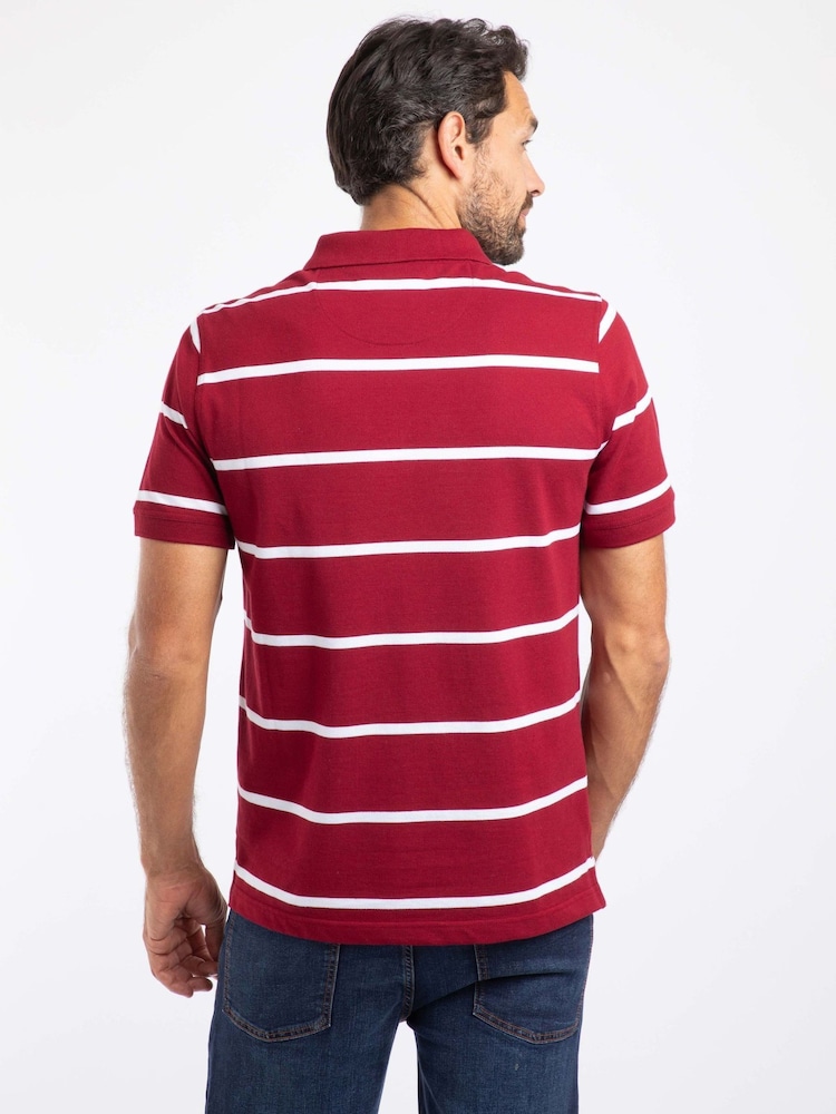 Rojo - Weird Fish Fabian Striped Pique Polo Shirt - Imagen 2 de 8