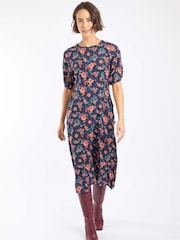 Weird Fish Blue Everly Printed Viscose Dress - Image 4 of 8