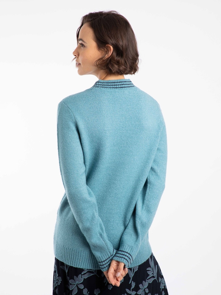 Weird Fish Blue Dawkins Tipped Jumper - Image 2 of 7 Weird Fish Blue Dawkins Tipped Jumper - Image 2 of 7