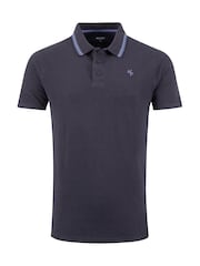Weird Fish Blue Dylan Tipped Collar Polo Shirt - Image 6 of 7