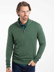 Weird Fish Green Frederick 1/4 Zip Fine Knit Jumper - Image 3 of 5