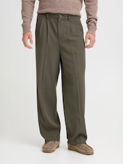 Casual Friday Green Cfgrant Relaxed Fit Pleated Trousers - Image 1 of 8