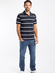 Weird Fish Blue Fabian Striped Pique Polo Shirt - Image 1 of 7