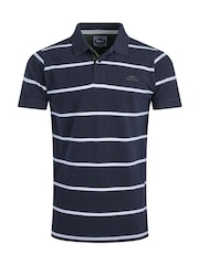 Weird Fish Blue Fabian Striped Pique Polo Shirt - Image 6 of 7