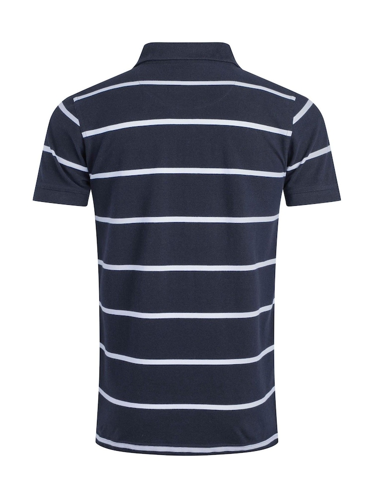 Weird Fish Blue Fabian Striped Pique Polo Shirt - Image 7 of 7 Weird Fish Blue Fabian Striped Pique Polo Shirt - Image 7 of 7
